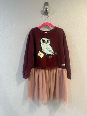 H&M X Harry Potter Hedwig Tulle Accent Sweatshirt Dress Sz 6-7